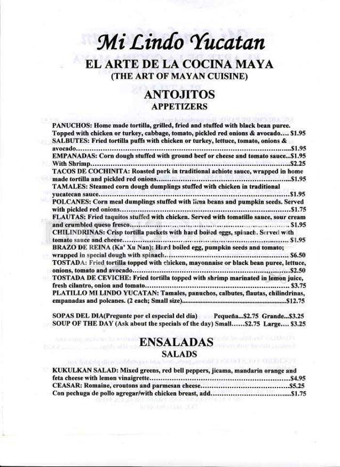 Mi Lindo Yucatan - San Francisco, CA menu_pic