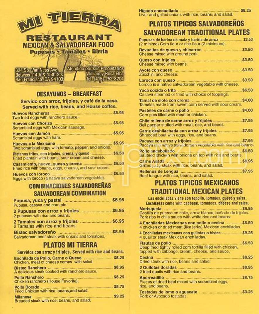 Mi Tierra Restaurant - Lexington Park, MD menu_pic