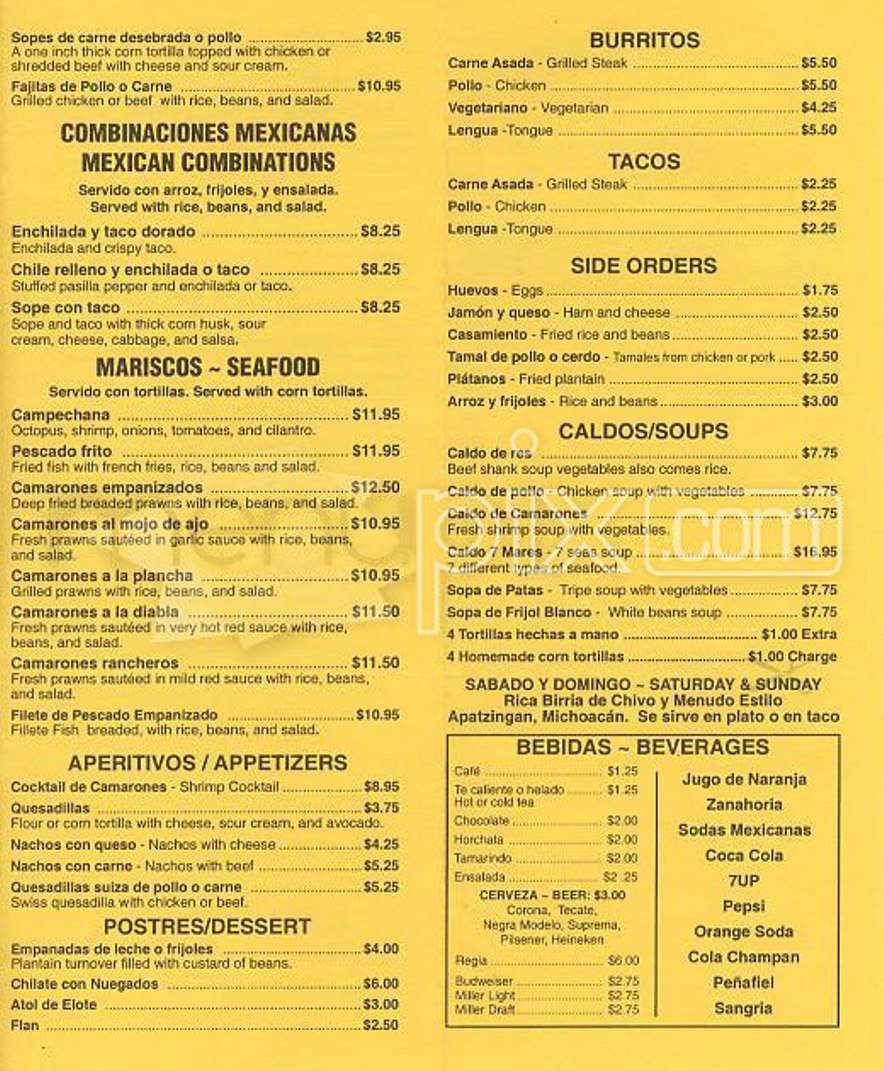 Mi Tierra Restaurant - Lexington Park, MD menu_pic