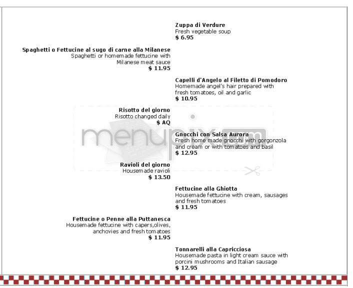 Milano Restaurant - San Francisco, CA menu_pic