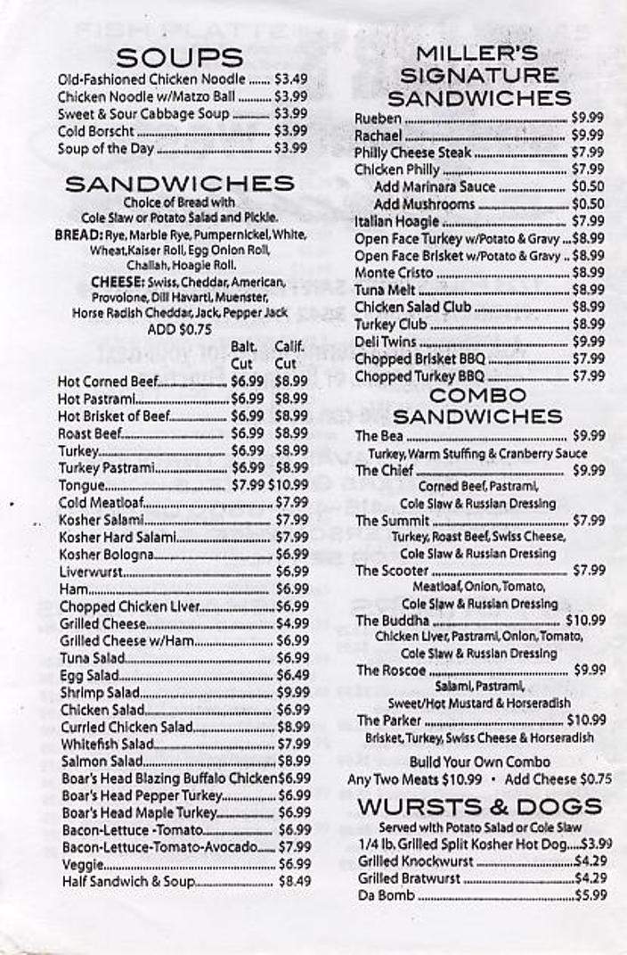 Miller's east coast west deli - San Francisco, CA menu_pic