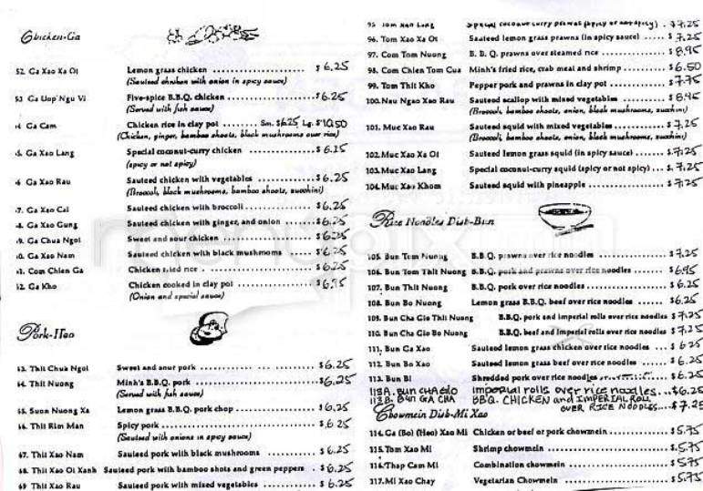 Minh's Garden - San Francisco, CA menu_pic
