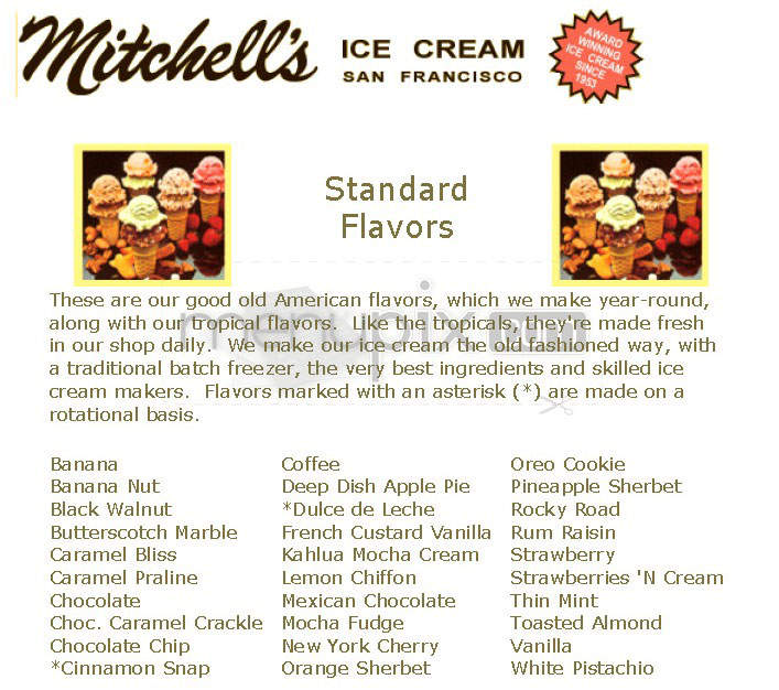 Mitchell's Ice Cream - San Francisco, CA menu_pic