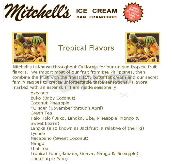 Mitchell's Ice Cream - San Francisco, CA menu_pic