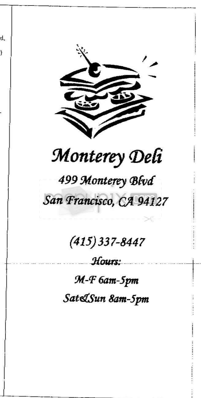 Monterey Deli - San Francisco, CA menu_pic