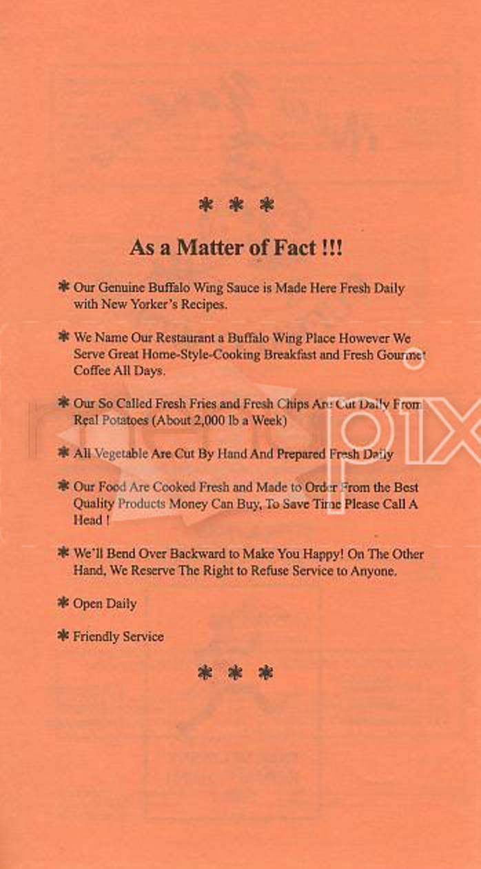 New Yorker's Buffalo Wings - San Francisco, CA menu_pic