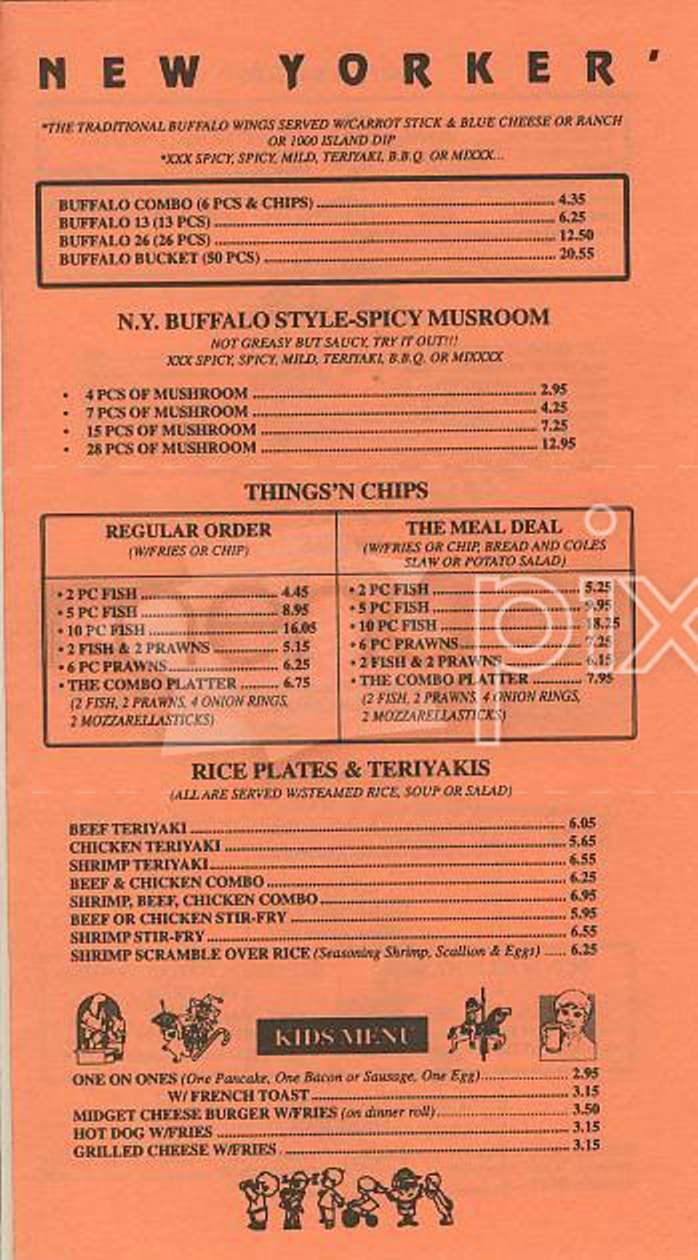 New Yorker's Buffalo Wings - San Francisco, CA menu_pic