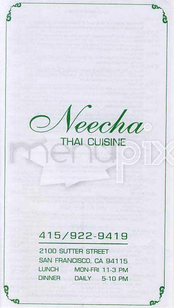 Neecha Thai Cuisine - San Francisco, CA menu_pic