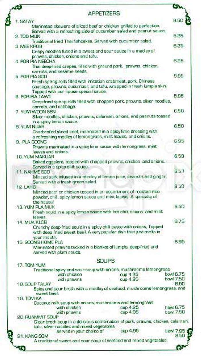 Neecha Thai Cuisine - San Francisco, CA menu_pic