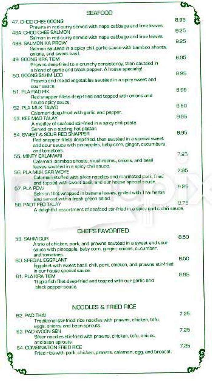 Neecha Thai Cuisine - San Francisco, CA menu_pic