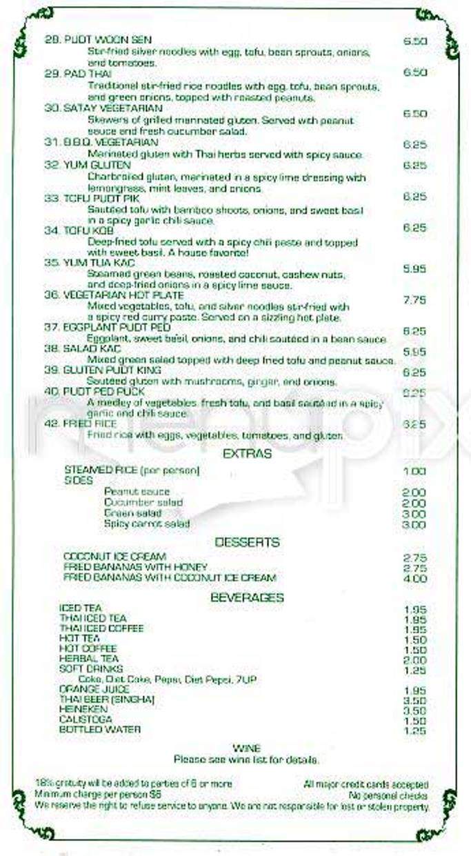 Neecha Thai Cuisine - San Francisco, CA menu_pic