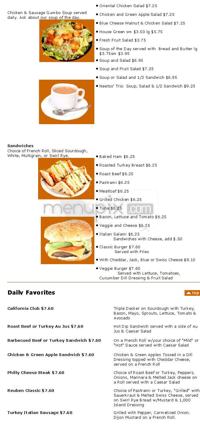 Neetos Cafe - San Francisco, CA menu_pic