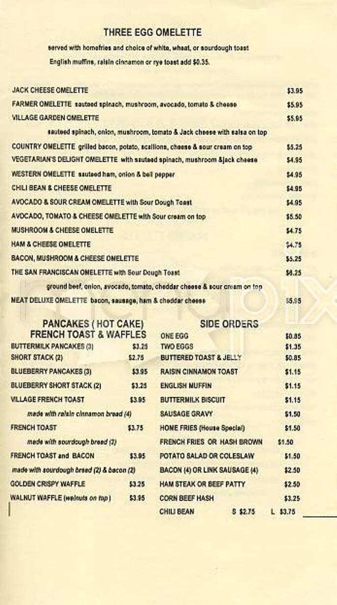 New Village Cafe - San Francisco, CA menu_pic