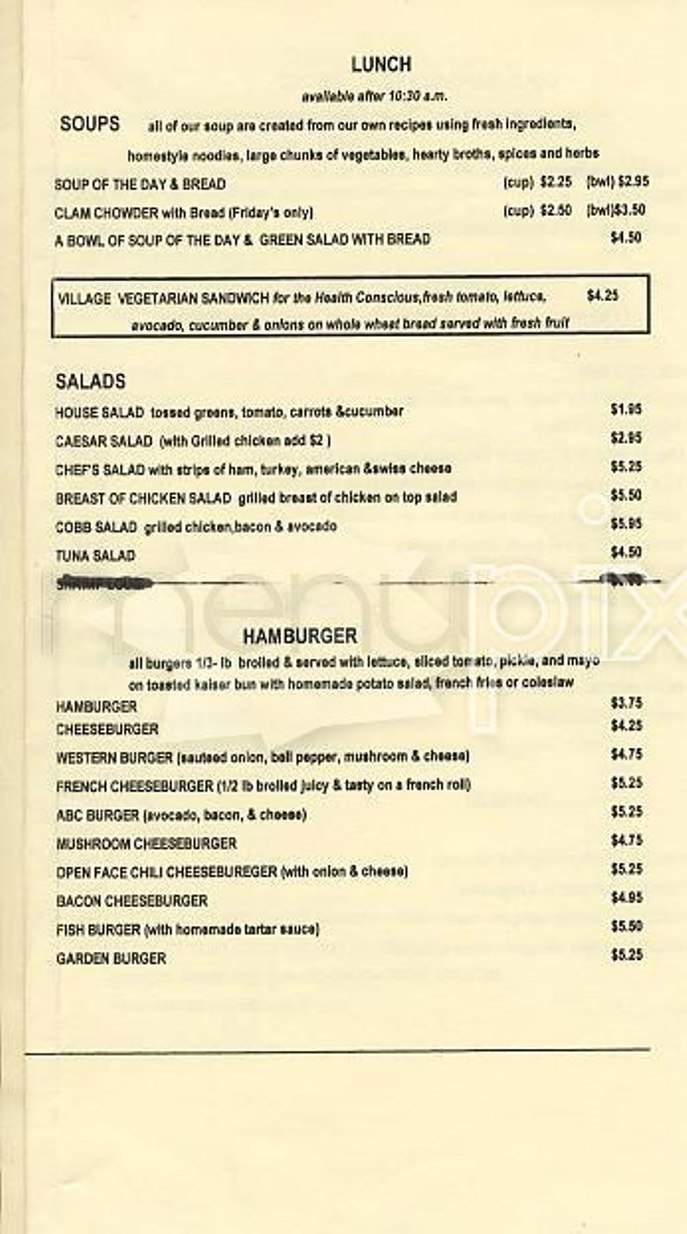 New Village Cafe - San Francisco, CA menu_pic