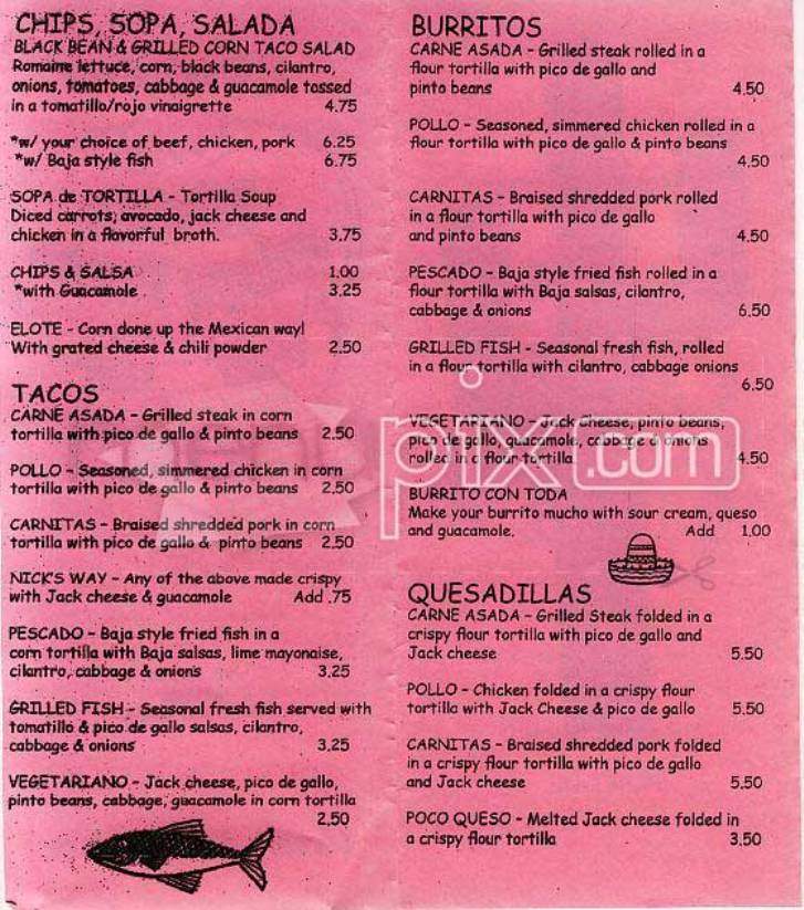Nick's Crispy Tacos - San Francisco, CA menu_pic