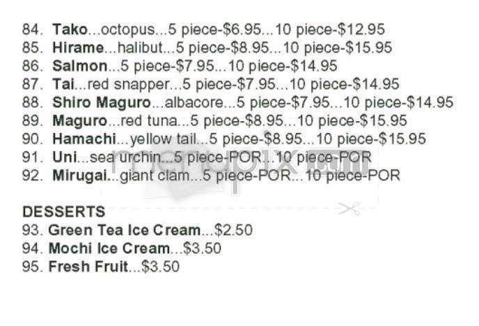 Niko Niko Sushi - La Habra, CA menu_pic