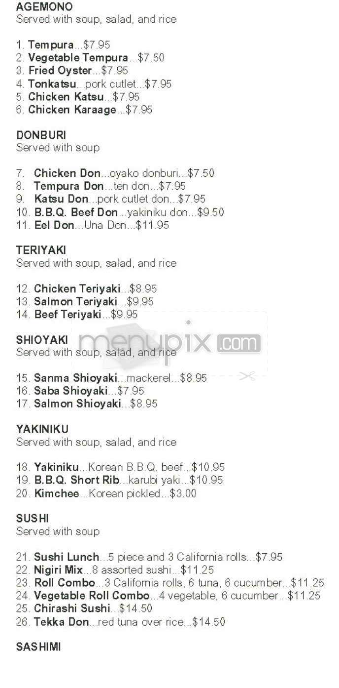 Niko Niko Sushi - La Habra, CA menu_pic