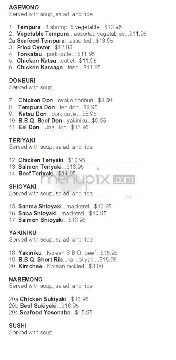 Niko Niko Sushi - La Habra, CA menu_pic