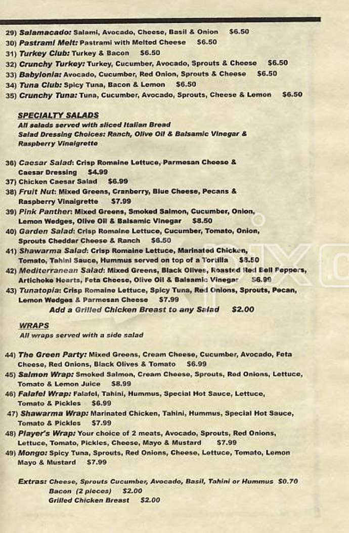 901 Columbus Cafe - San Francisco, CA menu_pic