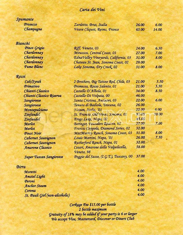 Nob Hill Club - San Francisco, CA menu_pic