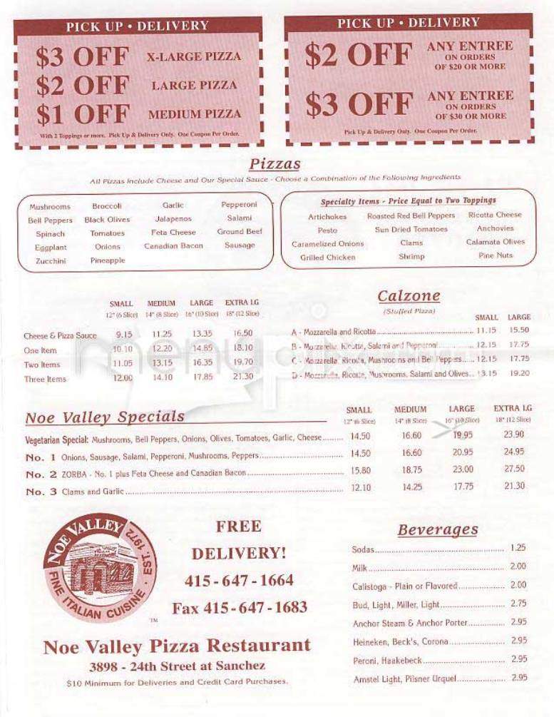 Noe Valley - San Francisco, CA menu_pic