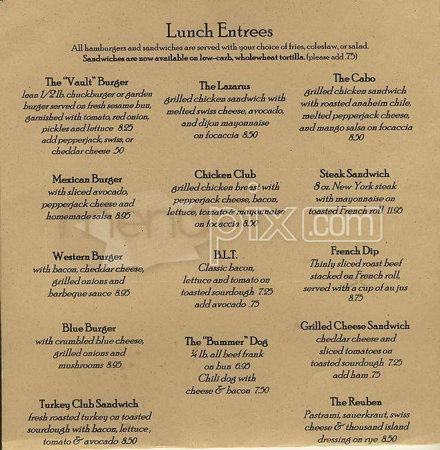 Norton's Vault - San Francisco, CA menu_pic
