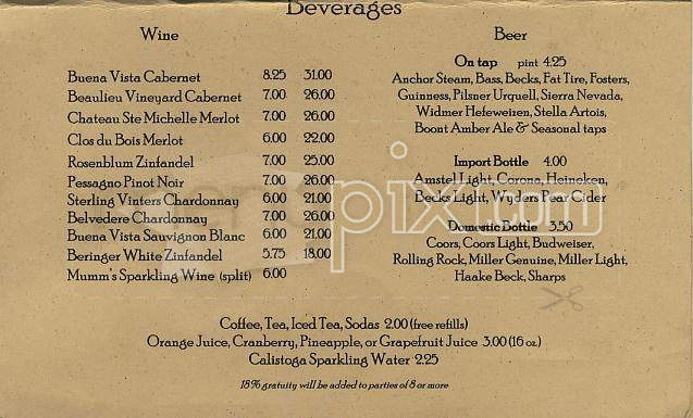 Norton's Vault - San Francisco, CA menu_pic