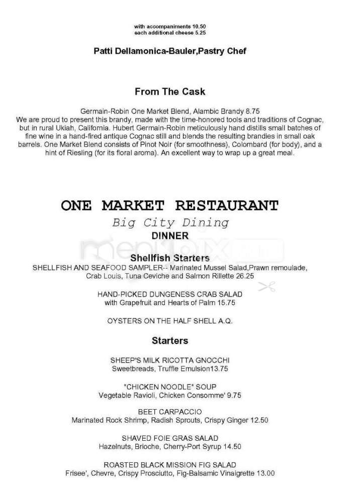 One Market Restaurant - San Francisco, CA menu_pic