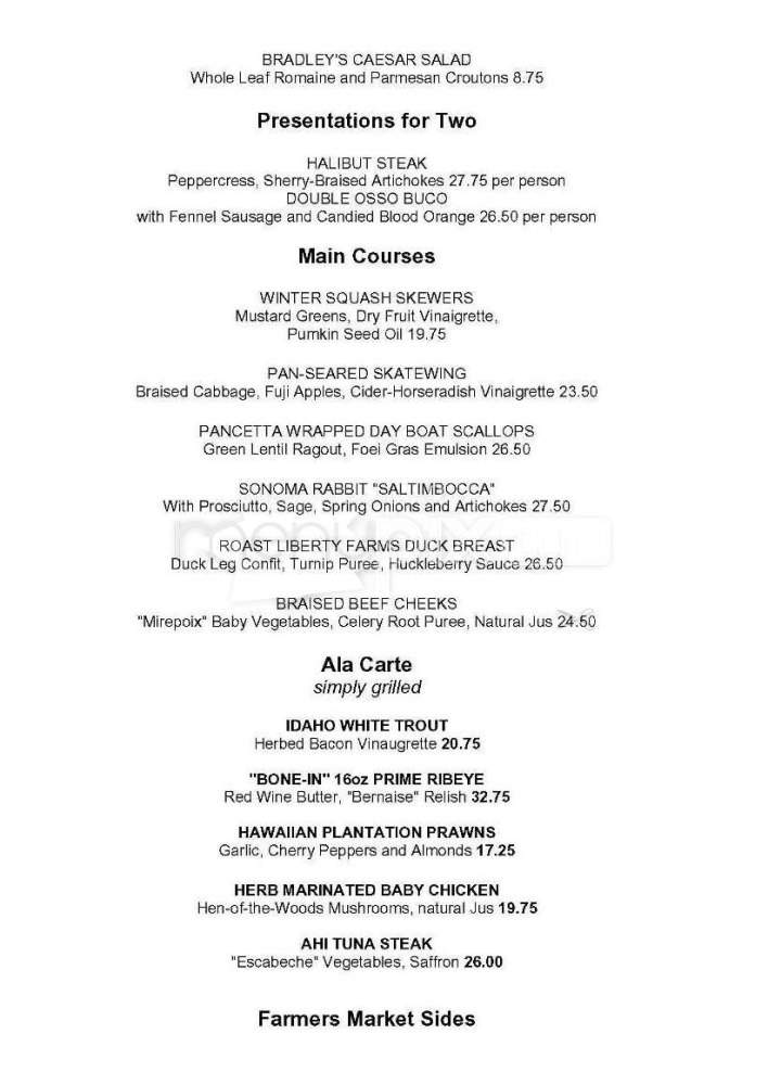 One Market Restaurant - San Francisco, CA menu_pic