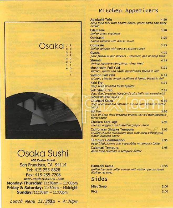 Osaka Sushi - Hicksville, NY menu_pic