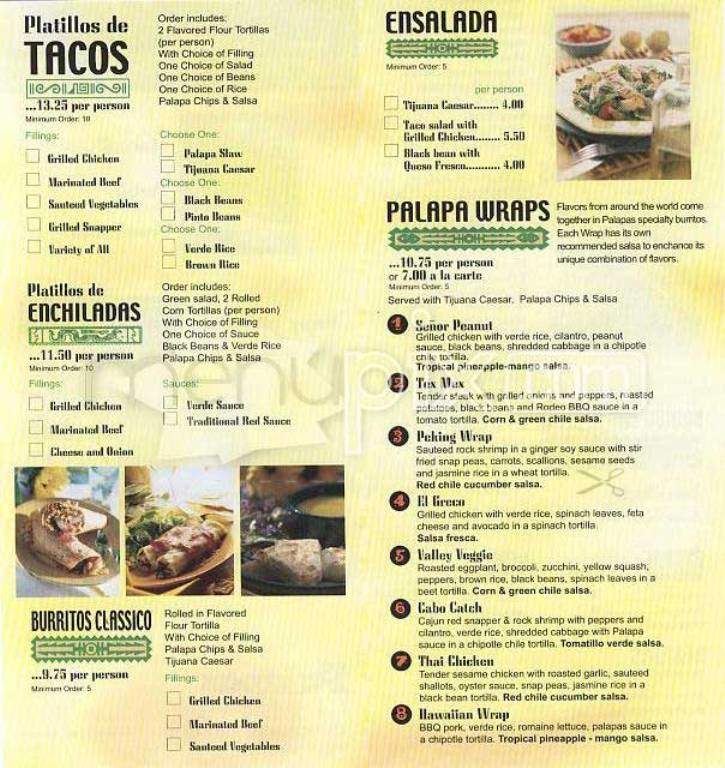 Palapas Taco Bar - San Francisco, CA menu_pic