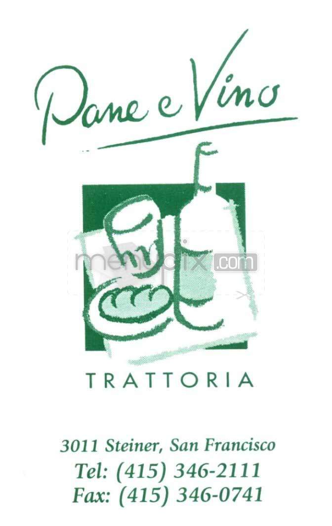Pane E Vino - San Francisco, CA menu_pic