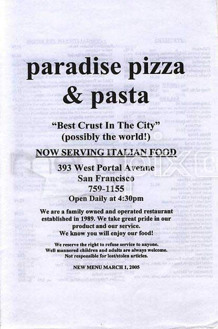 /100865/Paradise-Pizza-San-Francisco-CA - San Francisco, CA