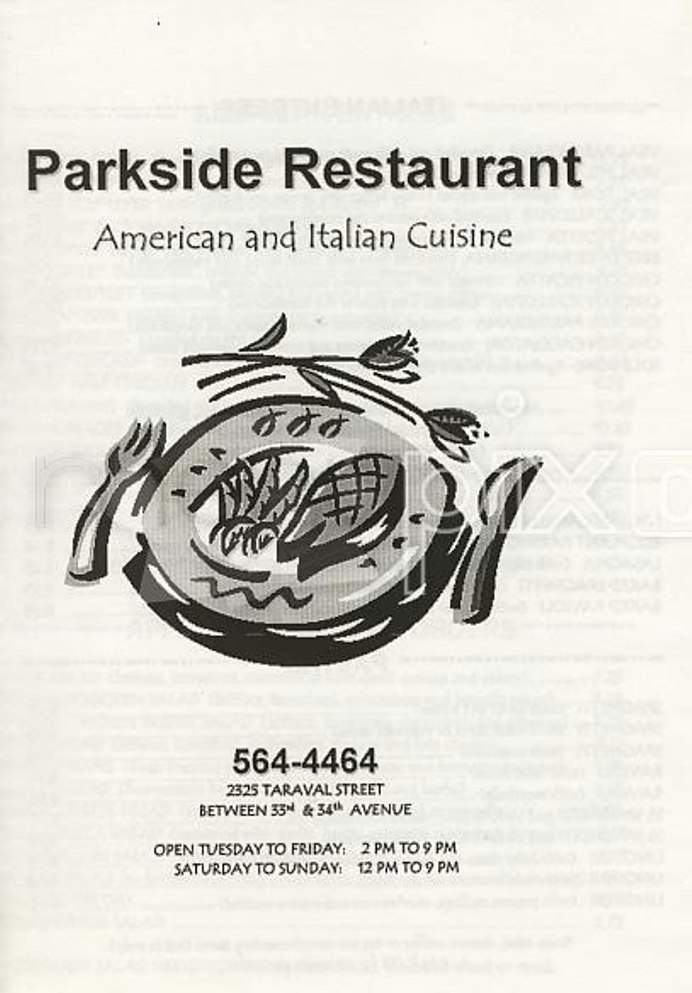 Parkside Restaurant - San Francisco, CA menu_pic