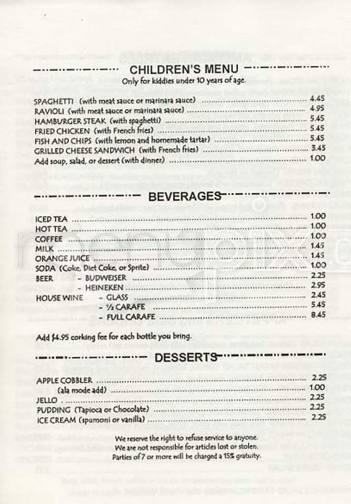 Parkside Restaurant - San Francisco, CA menu_pic