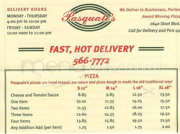 Pasquale's - San Francisco, CA menu_pic