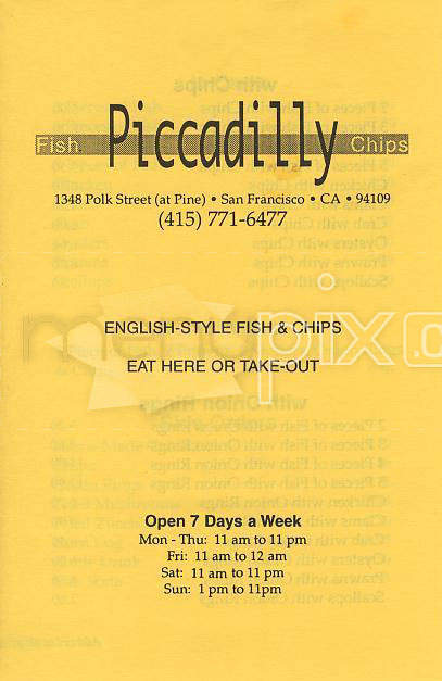 Piccadilly Fish & Chips - San Francisco, CA menu_pic