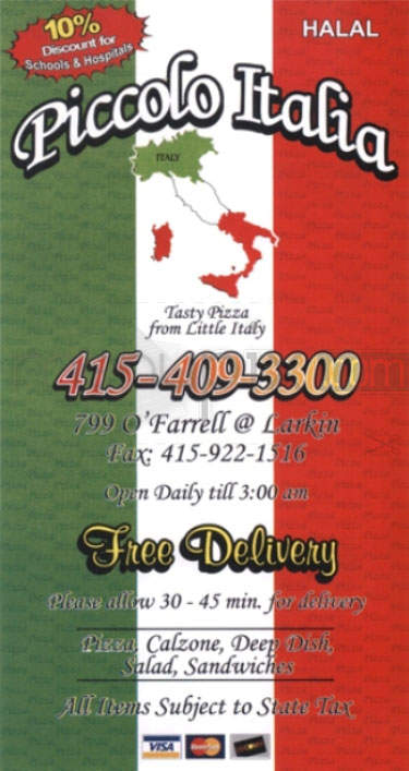 Piccolo Italia - San Francisco, CA menu_pic