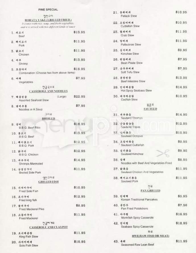 Pine Restaurant - San Francisco, CA menu_pic