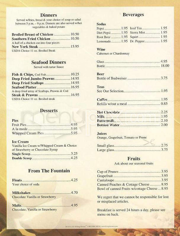 Pinecrest Restaurant - San Francisco, CA menu_pic