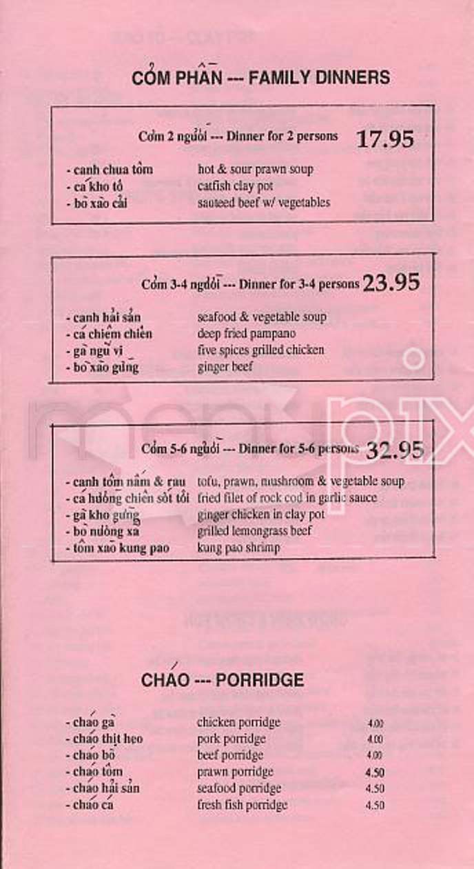 Pink Flamingo Restaurant - San Francisco, CA menu_pic