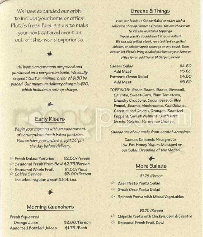 Pluto's - San Francisco, CA menu_pic
