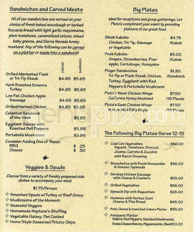 Pluto's - San Francisco, CA menu_pic