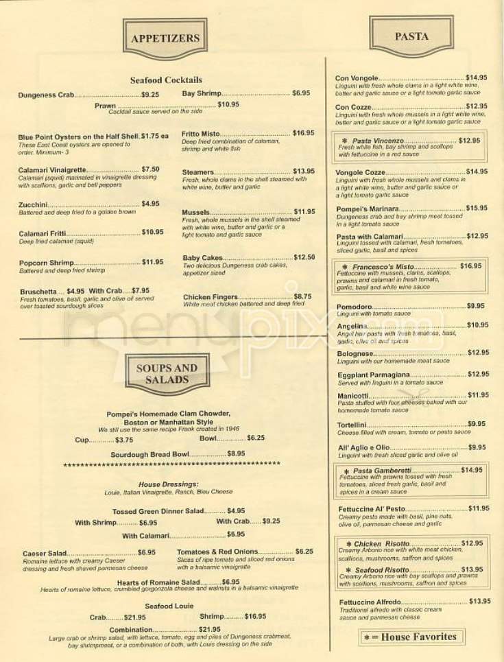 Pompei's Grotto - San Francisco, CA menu_pic