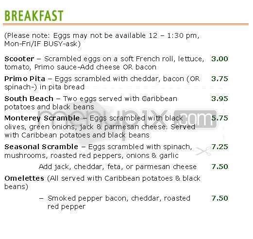 Primo Patio Cafe - San Francisco, CA menu_pic