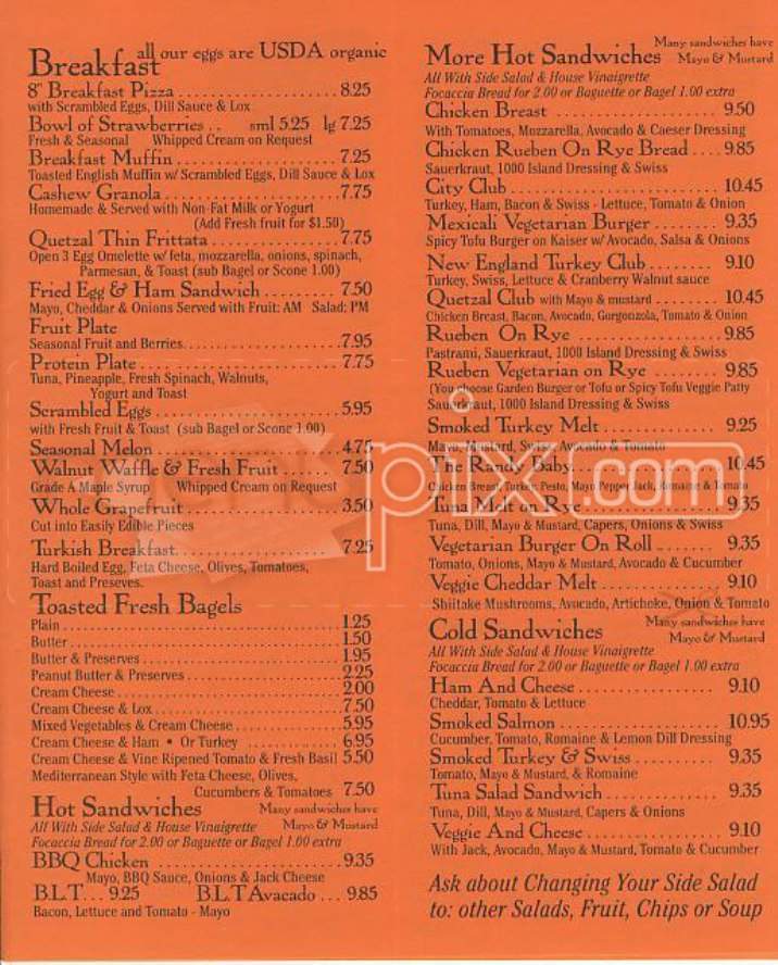 Quetzal Internet Cafe - San Francisco, CA menu_pic
