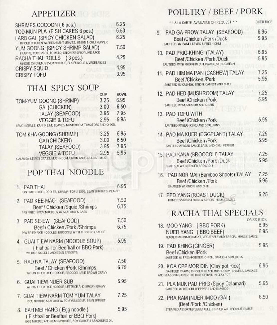 Racha Cafe - San Francisco, CA menu_pic