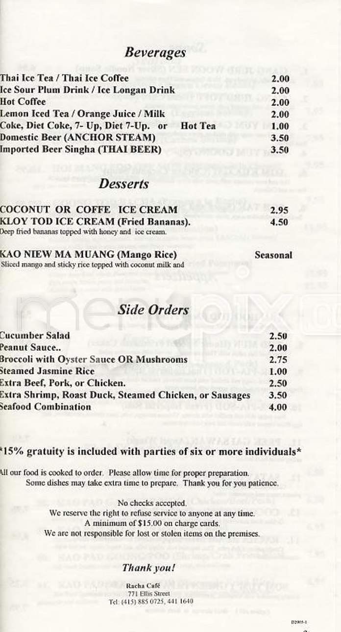 Racha Cafe - San Francisco, CA menu_pic