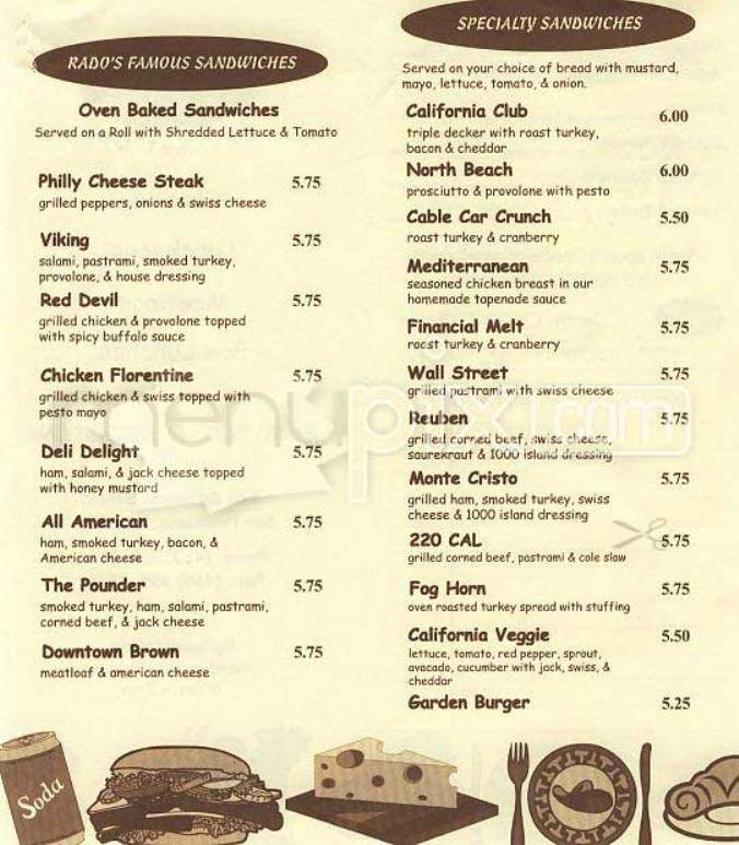 Rado's Gourmet Deli - San Francisco, CA menu_pic