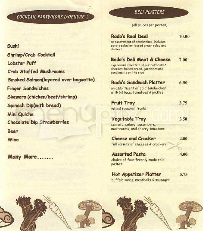 Rado's Gourmet Deli - San Francisco, CA menu_pic